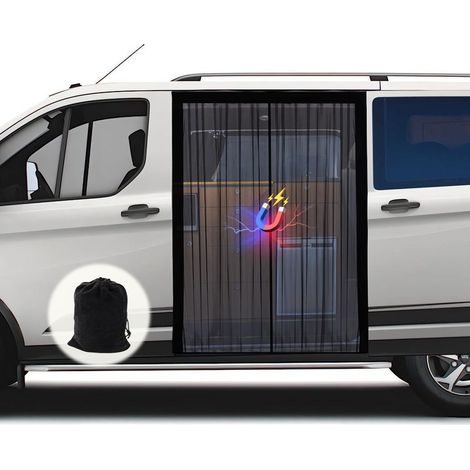 (180x150cm) Moustiquaire magnétique pour Van,Universelle Moustiquaire pour Porte latérale Filet d'ombrage de Porte Latérale Camping für Mercedes Vito,Volkswagen Transporter und California (1/5)
