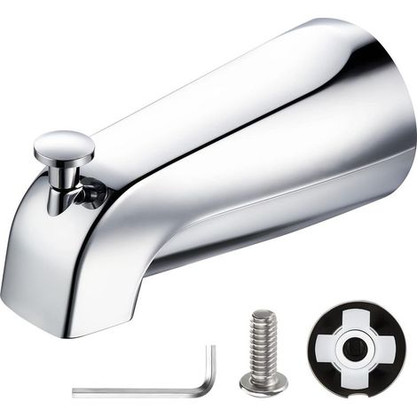 1 bec de baignoire à enfiler avec inverseur, robinet de baignoire de salle de bain, convient aux tubes d'eau en cuivre de 1/2" (diamètre de 5/8"), chrome poli, clé hexagonale de 5/32" (1/5)