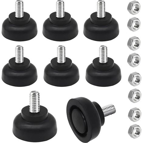 Lot de 8 tampons en caoutchouc M8 - Pieds réglables à visser - Pieds de réglage M8 x 30 mm - Pieds avec écrous - Amortisseur de chocs et antidérapants pour meubles, tables, chaises, canapés (1/5)
