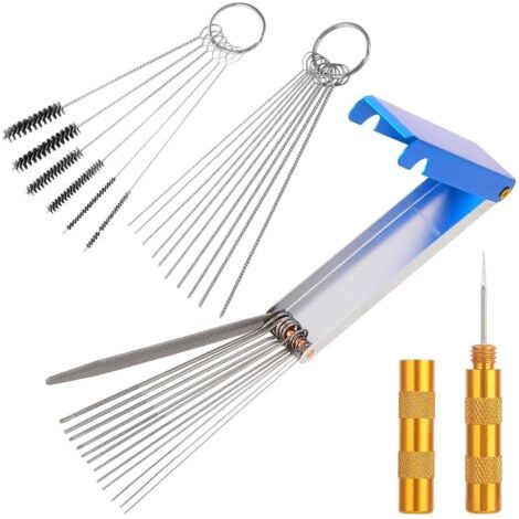 Kit De Nettoyage Carburateur Carburateurs Carbon Dirt Jet Remove Cleaner - Acier Inoxydable 13 Fils Nettoyage + 5 Brosses En Nylon + 5 Aiguilles De Nettoyage + 1 Pic Pointu (1/5)