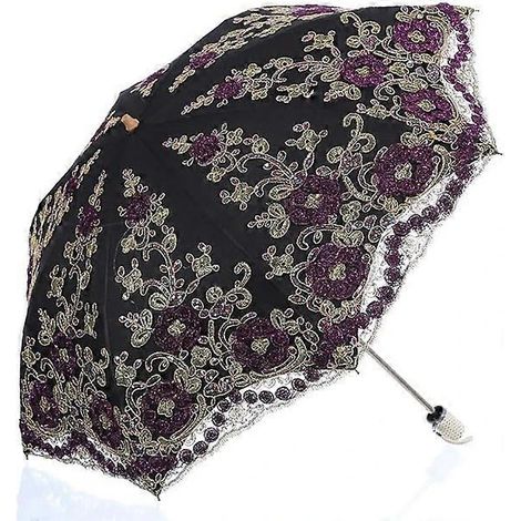 Parasol pliable en dentelle, protection solaire UV, imperméable et résistant à la pluie, adapté au soleil et à la pluie, compact et léger pour les voyages.-AquaForge (1/5)