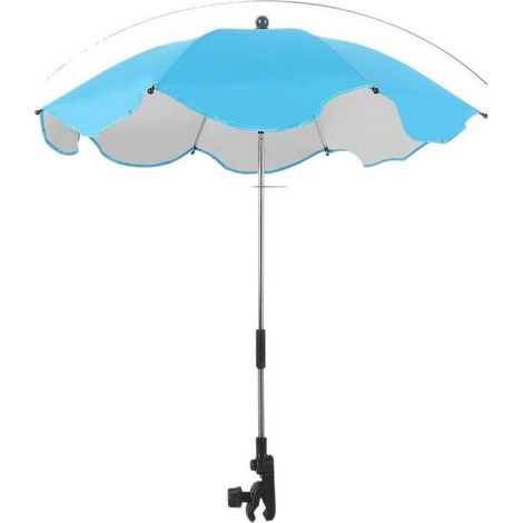 Sombrilla de playa ajustable con sistema de sujeción mediante clip, tejido resistente a los rayos UV, apta para cochecitos de bebé y jardines. (1/5)