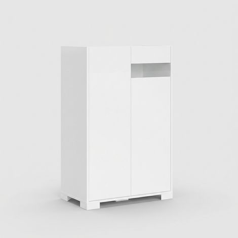 Aparador alto 2 puertas moderno ahorra espacio 70x35x110 Riflesso - Blanco brillante (1/3)
