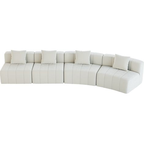 Geschwungenes modulares 4-Sitzer-Sofa aus beigem Chenille MODENUIT (1/5)