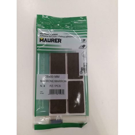 FELTRINO ADESIVO RETTANG. MARRONE 25X50MM MAURER - CF. BLISTER 4PZ