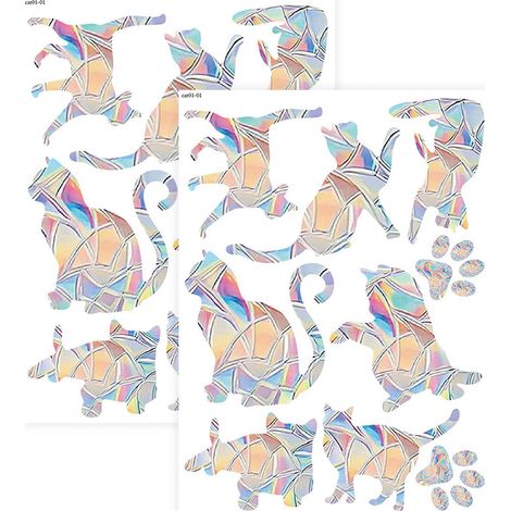 10 Autocollants fenêtre chat,Prisme arc-en-ciel PVC,Anti-choc oiseaux,Décoration vitre lisse,Maison jardin (1/5)