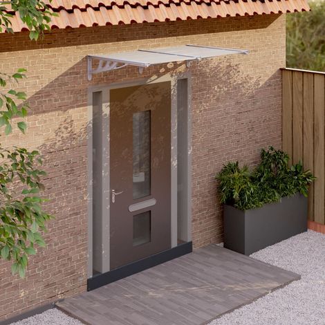 Auvent de porte,Marquise de Porte d'entrée,Store Banne Gris et transparent 152,5x90 cm Polycarbonate -FR24742 (1/5)