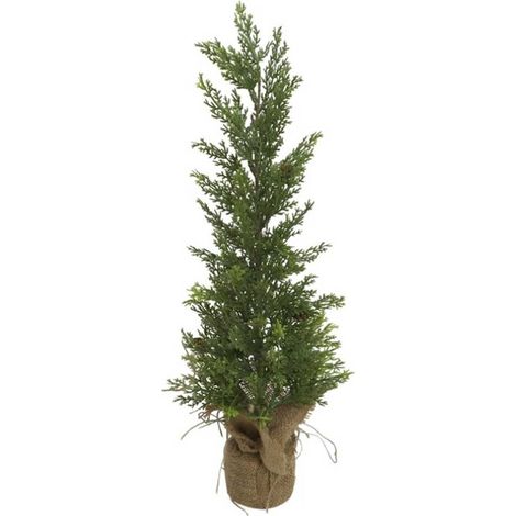 Albero di natale 60cm Alberello Pino con Base Sacco Iuta Decorazione Natalizia