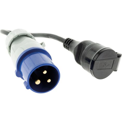 – Adaptateur électrique femelle 16A 2P+T en mâle CEE17 – Protection étanche IP44 – Pour caravaning et voyages – Câble HO5VV-F 3G1,5mm² (1/5)