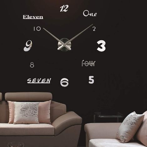 Riesige 3D-Wanduhr zum Selbermachen, Aufkleber, modernes verstellbares Wandpendel D (1/4)