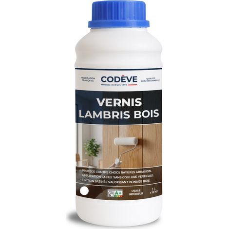 Vernis Lambris Bois - 1 L - Codeve Bois - Pour Protéger Un Lambris En Bois De Sapin, Douglas, épicéa Ou Frêne. (1/5)