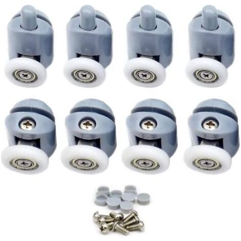 Rodillo para puerta corredera de ducha de 23 mm – Acero inoxidable y plástico PA – 8 rodillos para puertas de cristal de 4-6 mm – Fácil instalación (1/5)