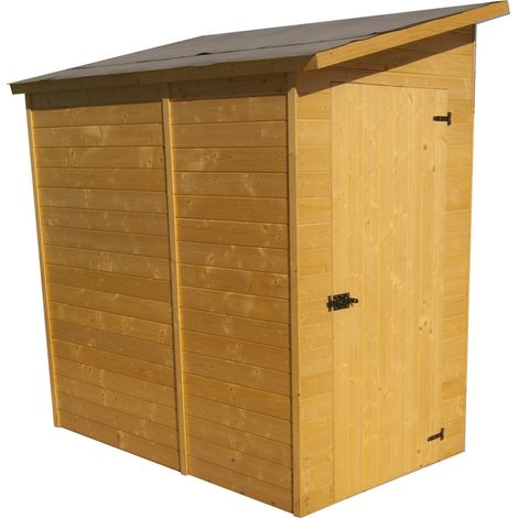 Habrita – Abri mural range-vélos-scooters-motos 2,27 m2 – Panneaux épicéa massif 16 mm – Porte latérale 0,80 x 1,80 m – Couverture bitumée