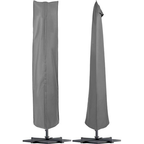 Housse de parasol imperméable et résistante aux UV – Housse de protection extérieure grise pour parasols droits, courbés ou déportés (1/5)