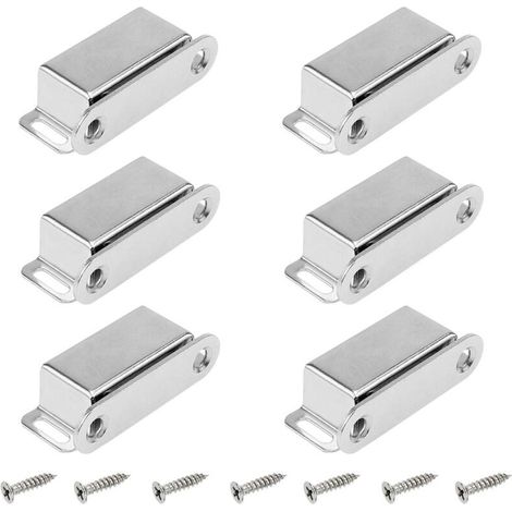 6 Stück Magnetriegel aus Edelstahl, Türmagnete, Magnetverschlüsse, Magnet für Schranktüren, Möbel, starker Magnet bis zu 6 kg, mit Schrauben für Schubladen