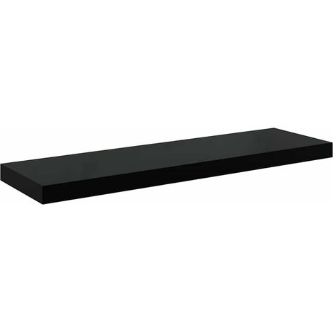 vidaXL Estante flotante de pared MDF negro brillante 80x23,5x3,8 cm (1/2)