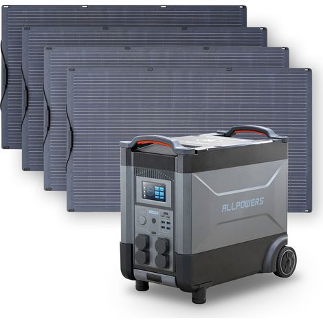 Home Battery Power Station LiFePO4 3600Wh, Voice Control With 4Pcs 200W Flexible Monocrystalline Solar Panel For Home Backup Outdoor ALLPOWERS R4000 (1/5)