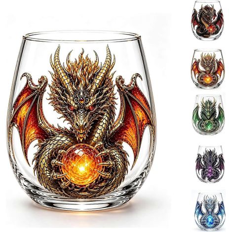 Verre à whisky artistique en verre à motif de dragon mythique verre sculpté en forme de dragon pour la décoration de bar - Cadeau (1/5)