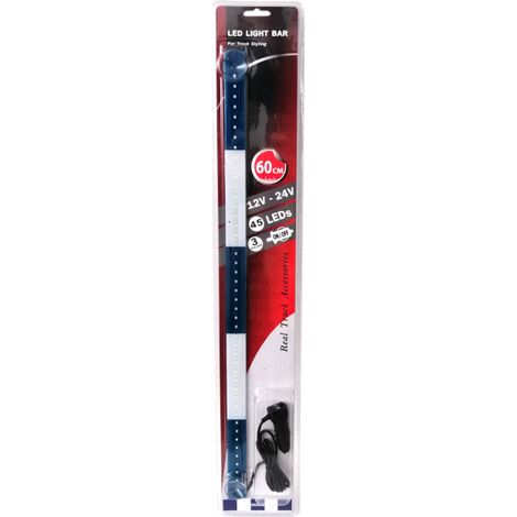 Beleuchtete LED-Leiste 60 cm, 45 LEDs, 12V–24V, blau-weiß, GR, Griechenland, Flagge, Fahne, Griechenland