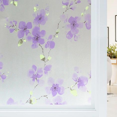 Film Adhesif Verre - Floral - 60 x 200 cm - Anti-Espionnage - Impermeable - Pour Vitre Salle De Bain Salon (1/5)