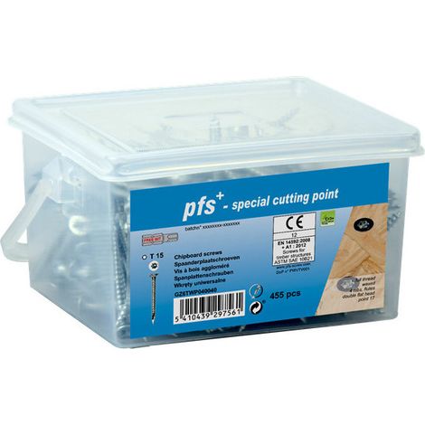 Seau de 455 Vis bois agglo 4X40 Tête fraisée TORX T20 Pointe antifendage type 17 Acier zingué - 1 pièce (1/2)
