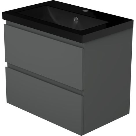 Badmbel Set 60cm Eiche Selbstmontage SCHWARZ Becken (1/3)