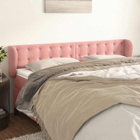 Tête de lit avec oreilles en velours rose 183 x 23 x 78/88 cm, 11.95kg - PANGIVO (1/5)