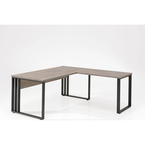 Bureau d'angle contemporain pieds en métal chêne clair Othello