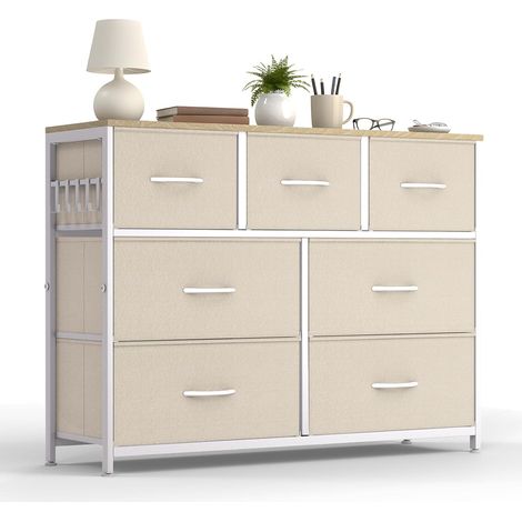 HOKEEPER Commode en tissu à 7 tiroirs, Beige