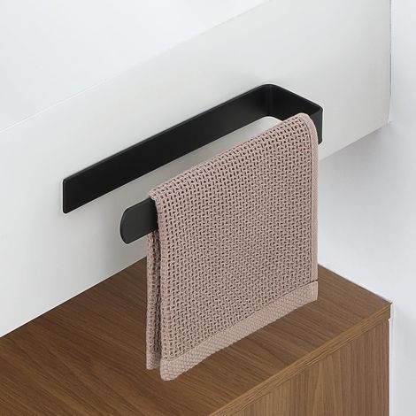 Porte Serviette Salle de Bain, Longueur 22.5 CM, Barres Porte-Serviettes Support Mural, en Acier Inoxydable, Porte Serviette de Bain Antirouille et Durable, Noir (1/4)