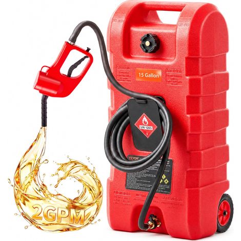 Réservoir de carburant mobile sur roues 56,7 L avec pompe à main et tuyau 3 m, pour bateaux à moteur et VTT (1/5)