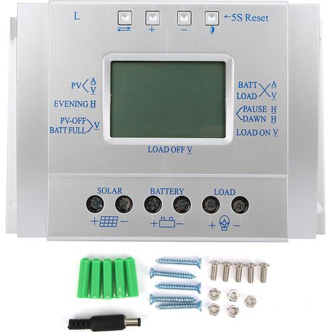 Régulateur de charge solaire MPPT 60A 12V/24V, contrôleur de batterie avec écran LCD affichage tension et courant, chargeur automatique pour panneaux solaires (1/5)