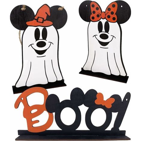 Halloween Mouse Decorations, Happy Halloween Wooden Centerpiece Signs - 3PCS (1/5)