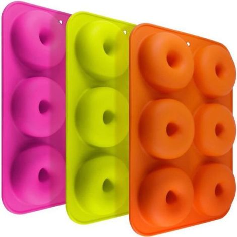 Moules à donuts - - 3pcs - Silicone alimentaire - 6 cavités - Résistants à la chaleur (1/4)