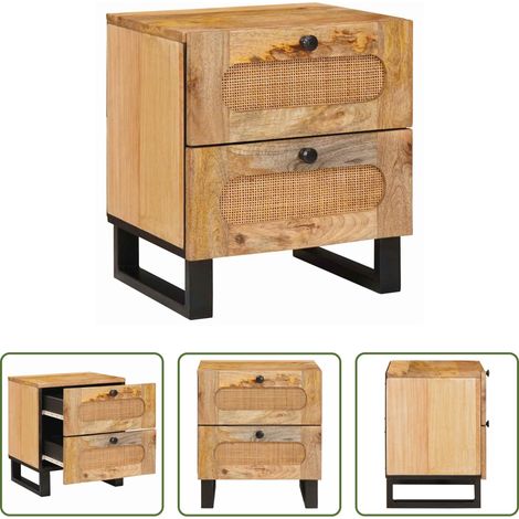 vidaXL Armario de Noche Natural 40 x 33 x 46 cm Madera de mango maciza (1/5)