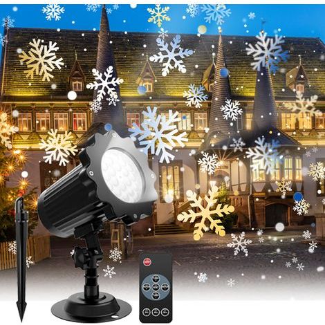 Projecteur de Noel Neige, IP65 Étanche Projecteur de Lumière LED de Flocon de Neige Lamps de Projection pour Intérieur et Extérieur Jardin Pelouse Maison Fête Festival Décoration (1/5)