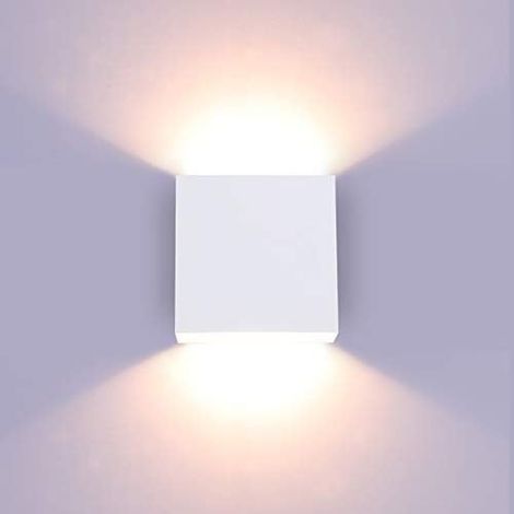 6W dimmbare Wandleuchte für den Innenbereich, moderne weiße LED-Wandlampe, Mini-vertikale Metall-Wandbeleuchtung für Wohnzimmer, Schlafzimmer, Flur, Warmweiß 10x10x10cm