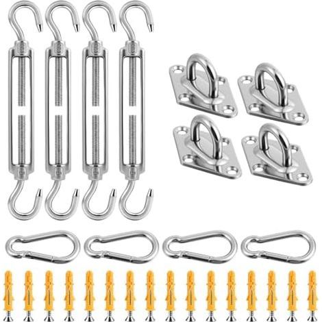 M5 Tendeur Cable Acier Inoxydable, 44Pcs Kit de Fixation pour auvent Jardin, Fil Crochet Et Crochet, Réglable Polyvalent Ridoir Pare-Soleil, Séchage des Vêtements, Tente 44PCS - (1/5)