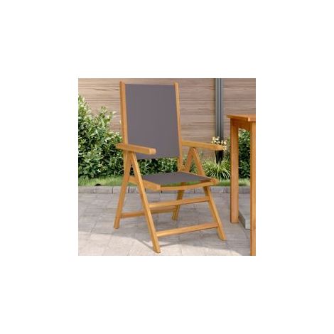 Chaises de jardin lot de 2 anthracite bois acacia massif tissu (1/5)