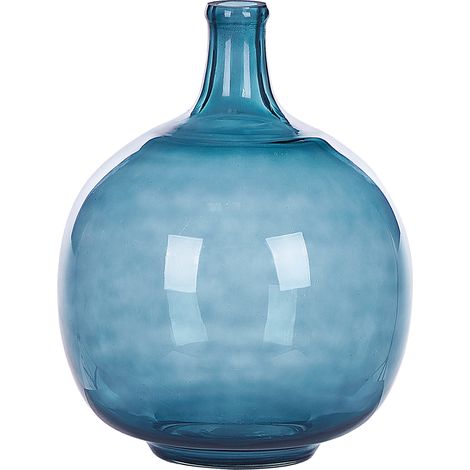 Jarrón de vidrio azul 31 cm hecho a mano accesorio decorativo mesa moderno interior Chappathi (1/5)