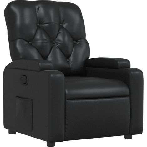 Poltrona relax porta TV con rivestimento confortevole e funzione basculante manuale in PVC nero DEC028087