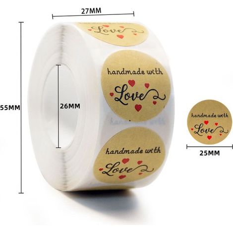 2 rollos de etiquetas de papel kraft para latas, pegatinas redondas de 25 mm (1000 hojas en total), etiquetas redondas para latas, Estilo 6 (1/5)
