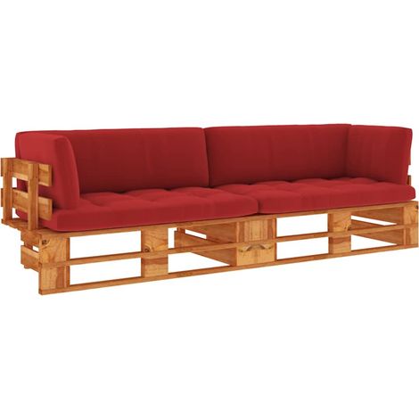 Canapé fixe 2 places palette Canapé de jardin - Canapé relax - et coussins Pin imprégné de marron miel BV651243 - BonneVie (1/5)