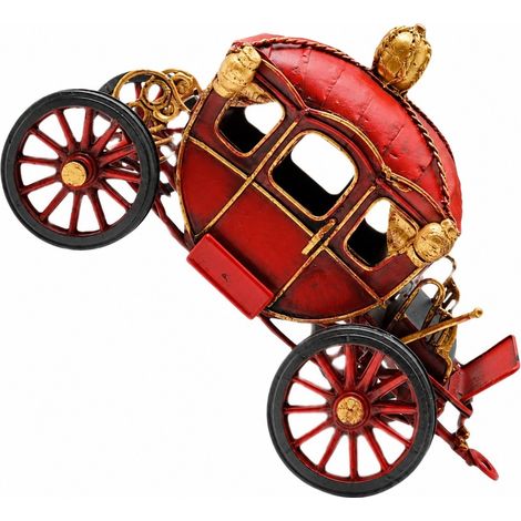 Figurine vintage en fer forgé représentant une citrouille en forme de carrosse, rouge, décoration d'Halloween pour étagère et fête (1/5)