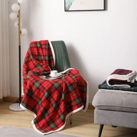 XEPHO Couverture De Jet De Noël pour Canapé, Couverture À Plaid Chaude Douce pour Les Couvertures De Noël Hivernales, Rouges Vertes (1/5)