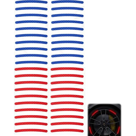Autocollants Réfléchissants Adhésifs 40 Pièces Rouge Bleu Visibilité Nocturne Sécurité pour Jantes Vélo, Moto, Voiture, Remorque Imperméables (1/5)