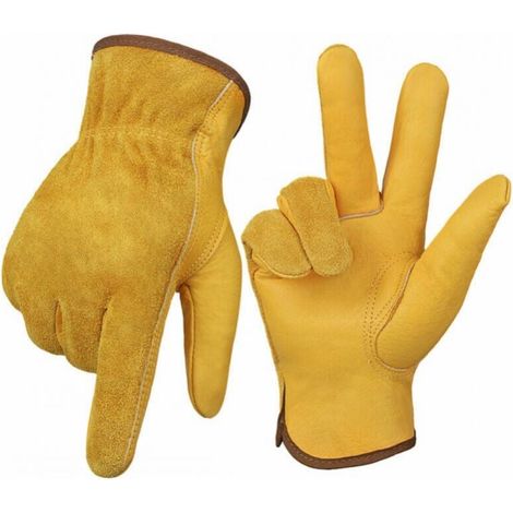 Pair of Puncture Resistant Gardening Gloves, Heavy Duty Gardening Gloves for Men and Women, Durable Leather Gloves for Gardening, Machinery, Welding MUMU (1/3)