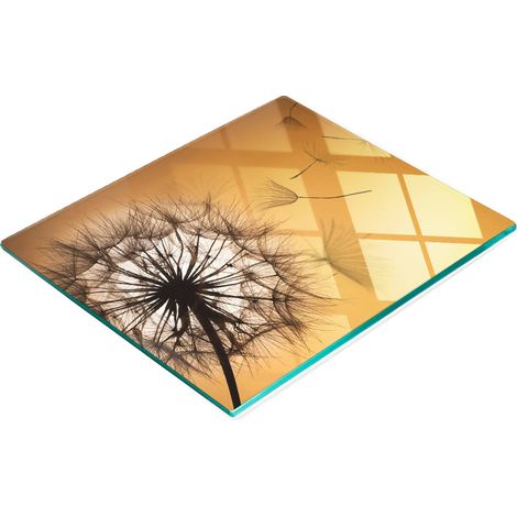 Tablero decorativo multifuncional de cocina de vidrio templado con diseño de diente de león, 60x52 cm. (1/5)