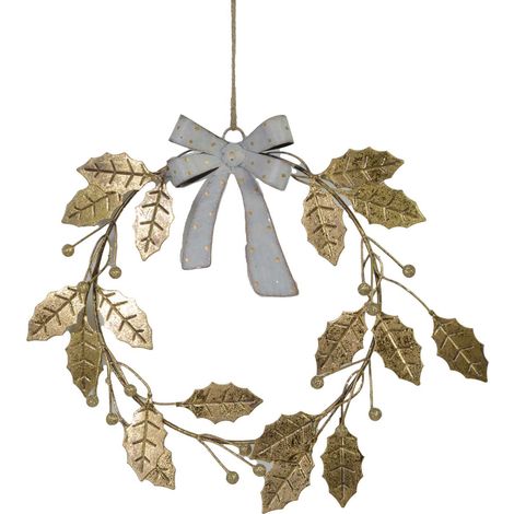 Decorazione metallo ghirlanda oro cm 24x3x27