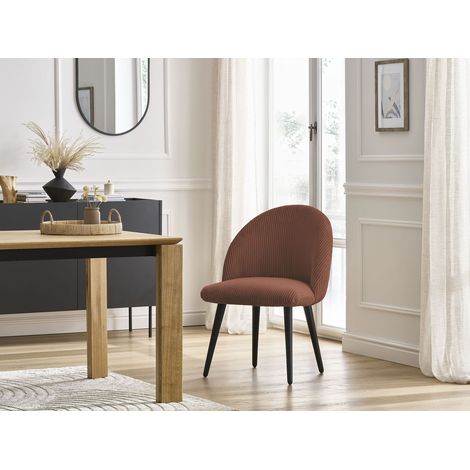 BOBOCHIC - Chaise LALIE tissu velours côtelé et pieds scandinaves noirs Orange (1/5)